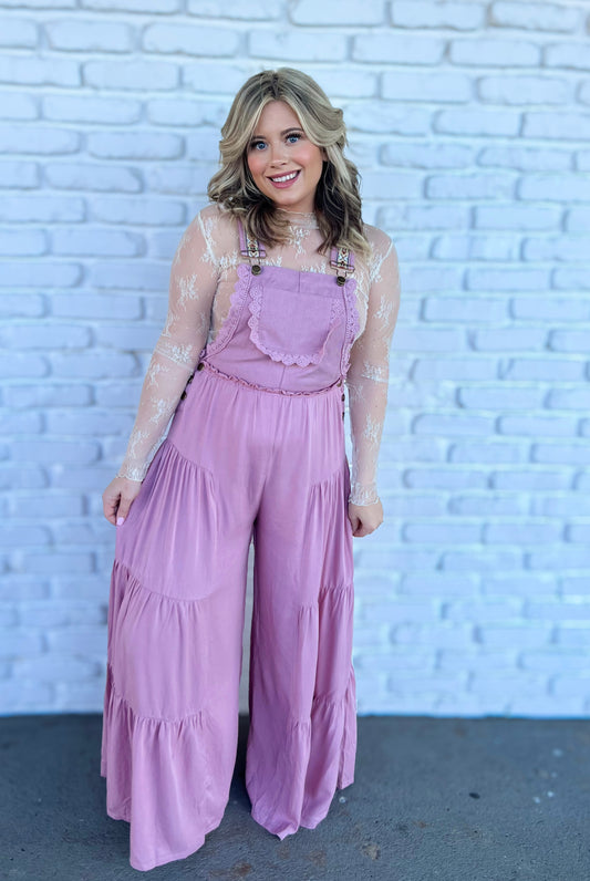 Rose Lace Trim Jumpsuit