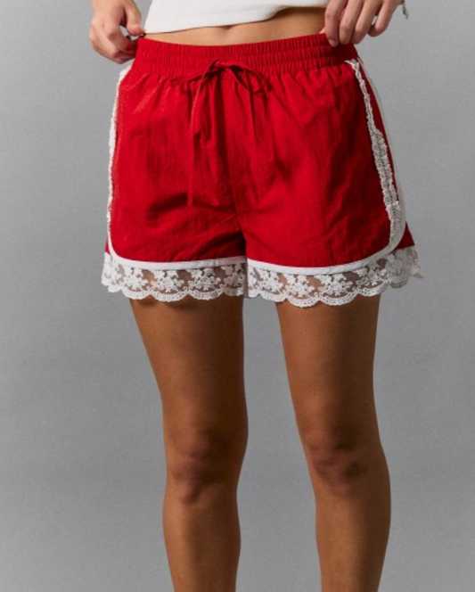 Red Lace Shorts