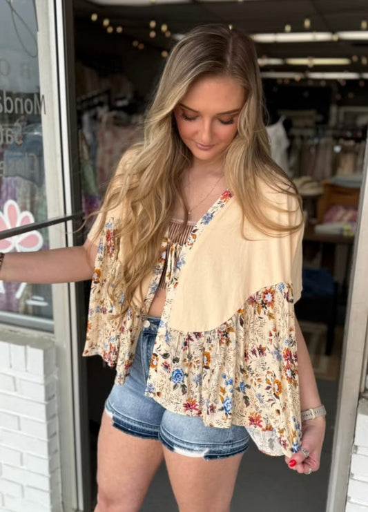 Floral Front Tie Top
