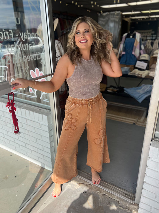 Almond Flower Patch Pants