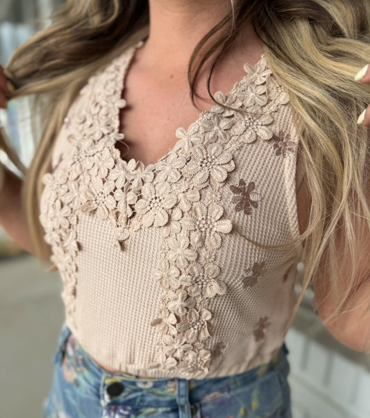 Beige Flower Top