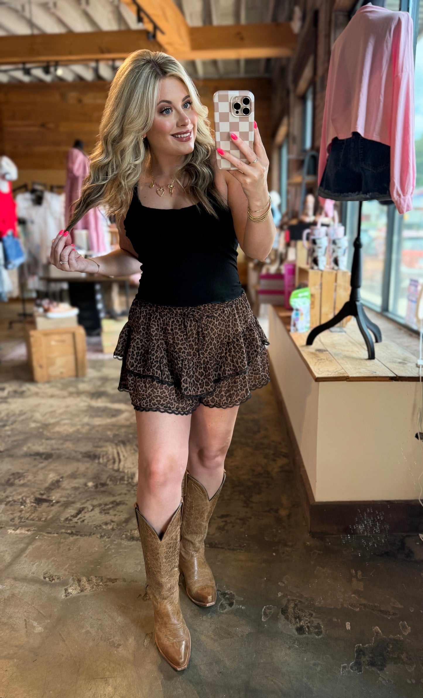 Ruffle Leopard Shorts