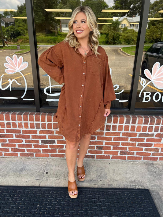 Mocha Front Button Dress