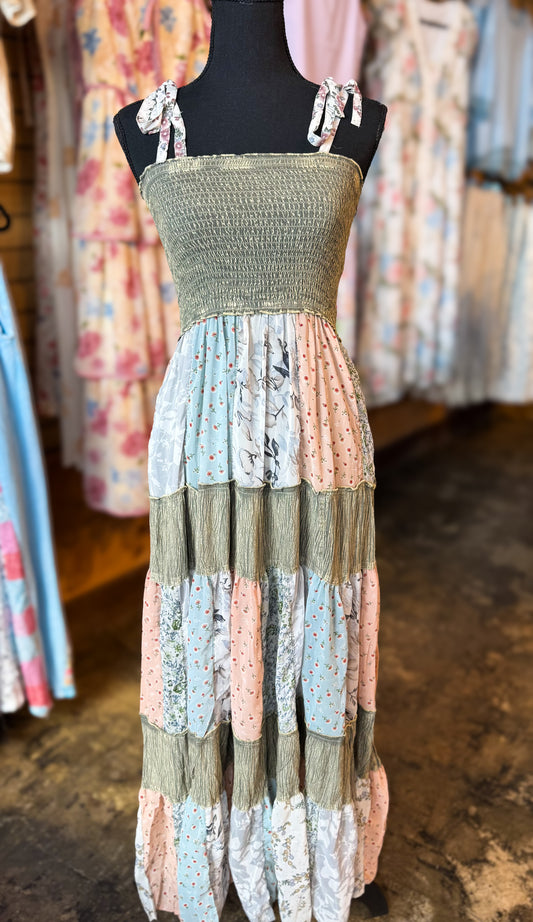 Boho Patchwork Flower Dress