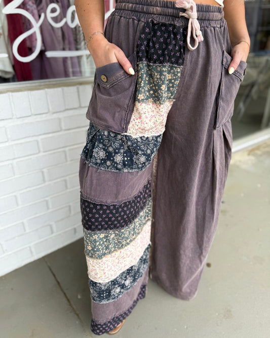Navy Mix Wide Leg Pants