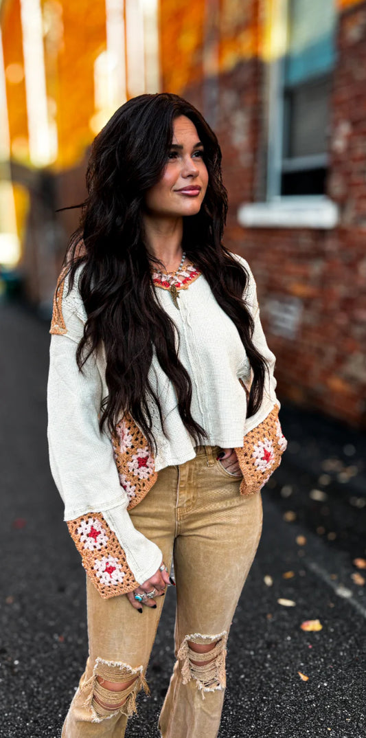 Wheat/Brick Crochet Top
