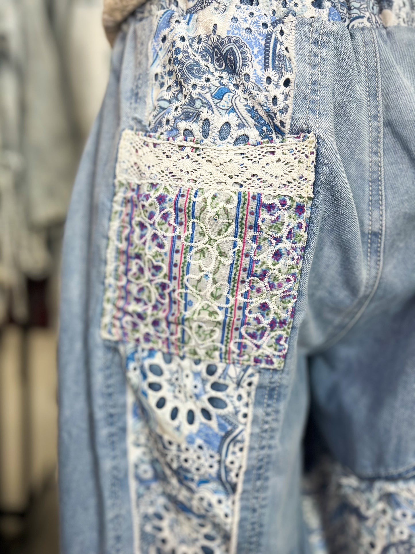 Denim Patchwork Pants
