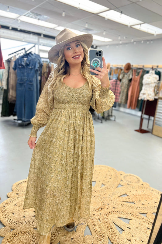 Smocked Cotton Floral Dress