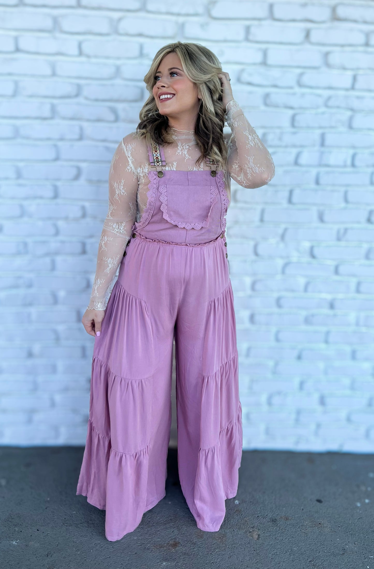 Rose Lace Trim Jumpsuit