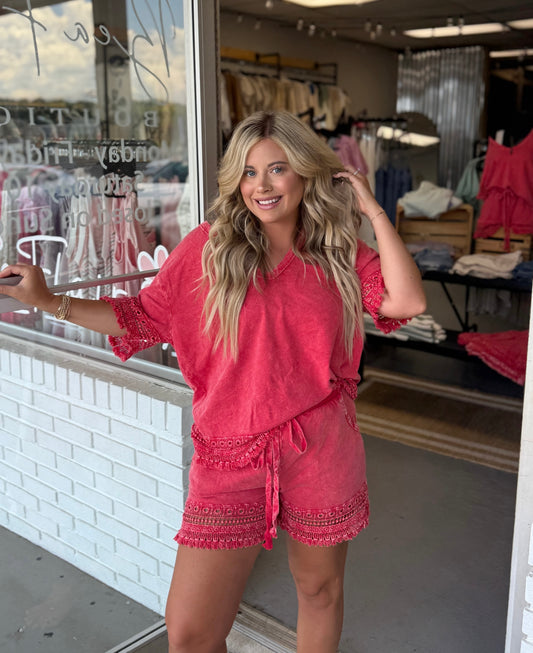 Red Short Set
