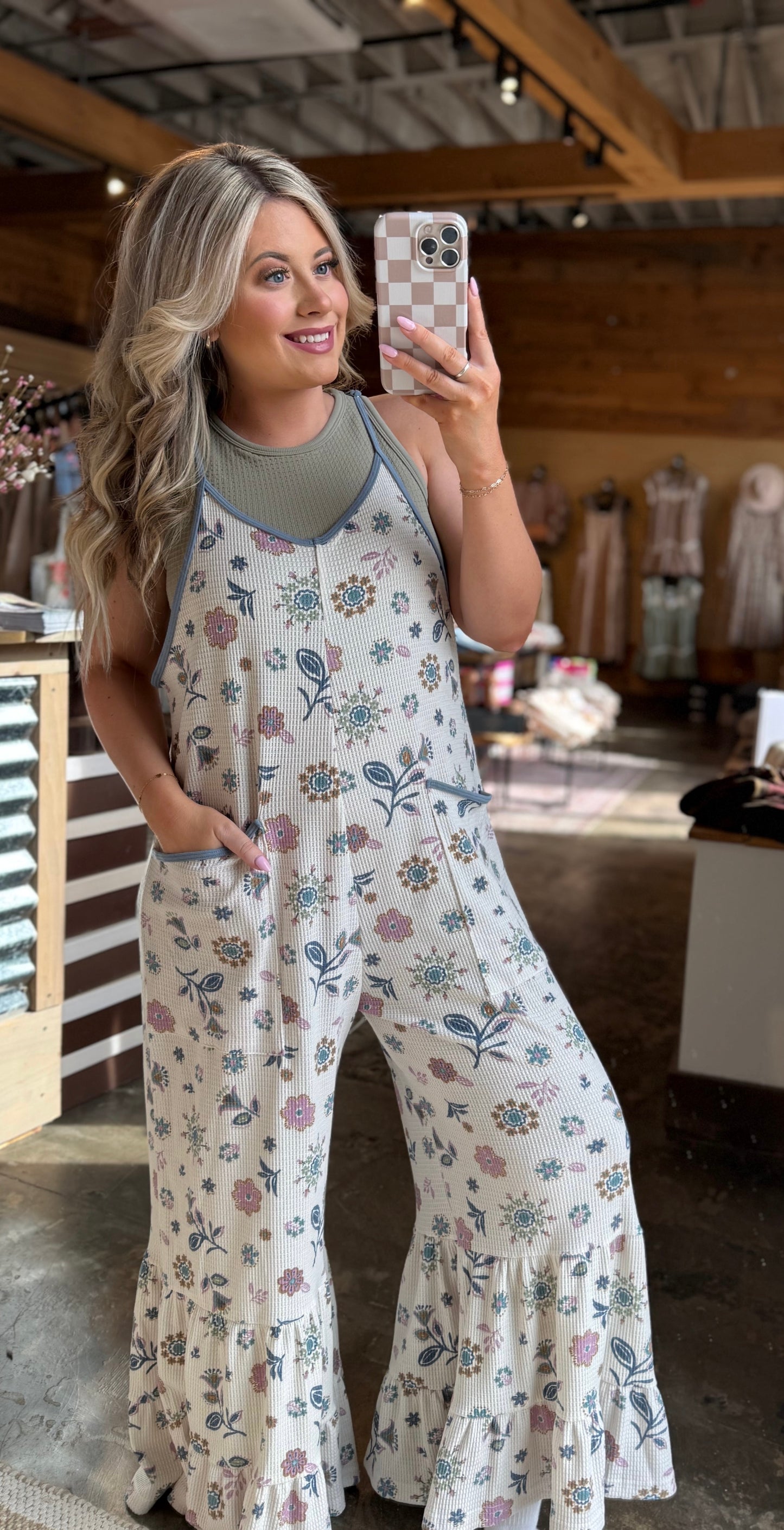 Lilac Blue Waffle Jumpsuit