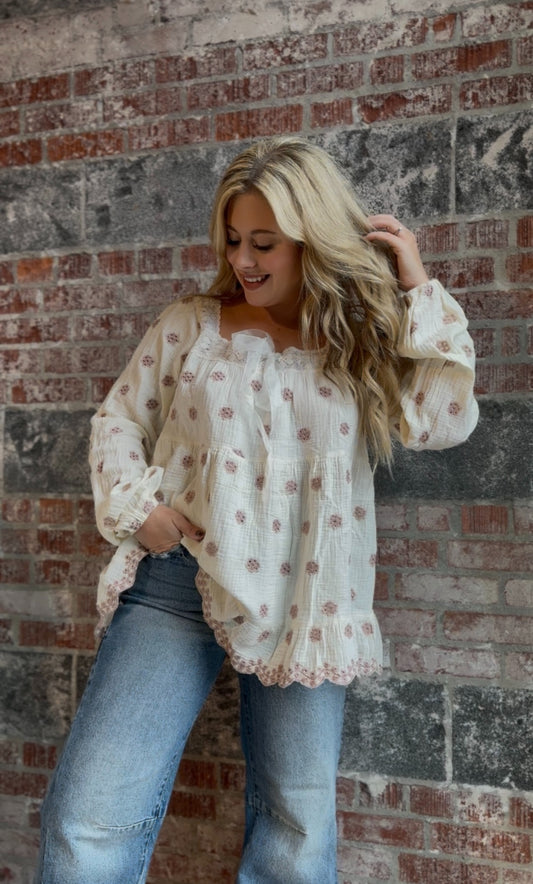 Ivory Embroidered Top