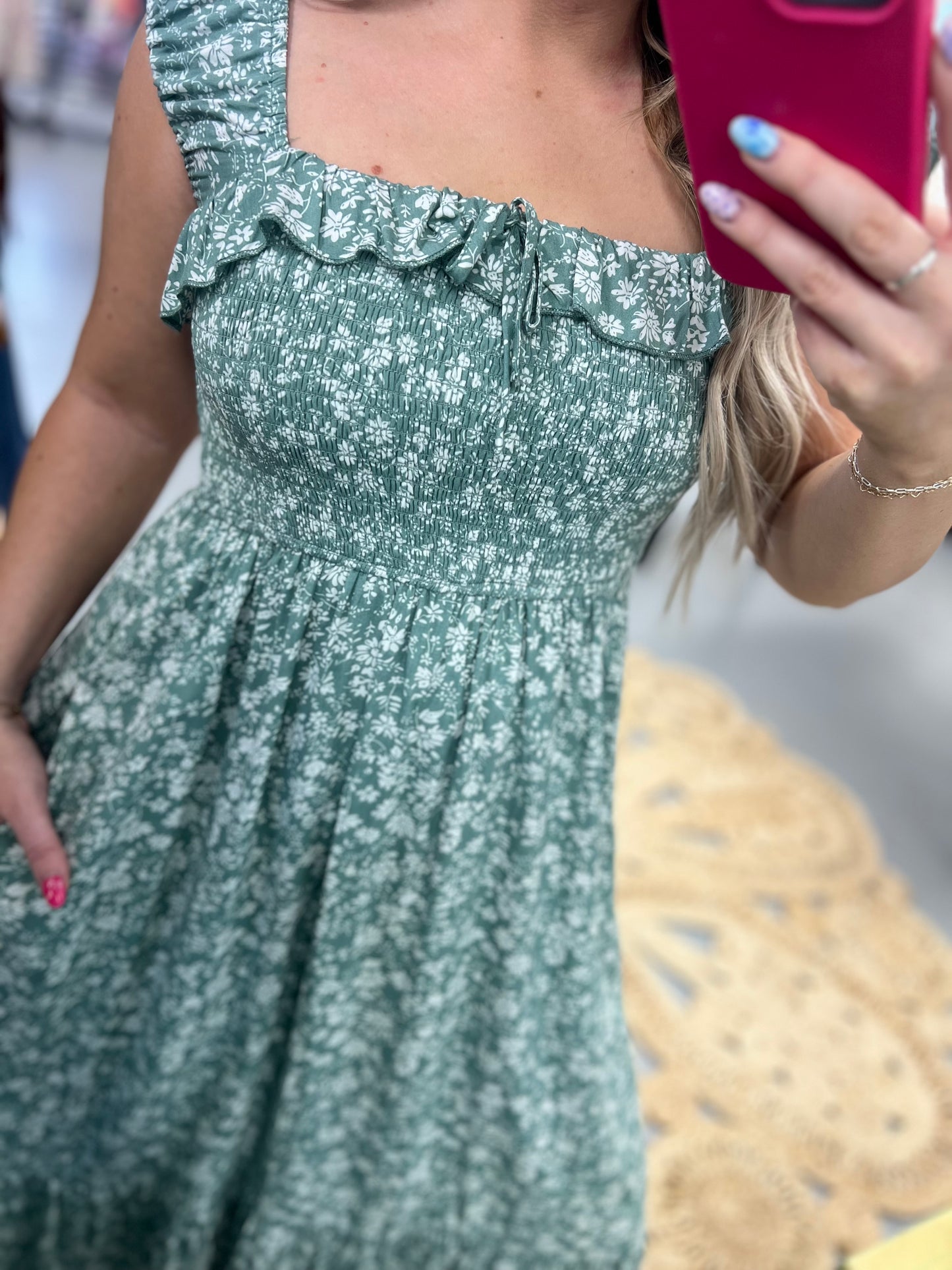 Sage Floral Dress