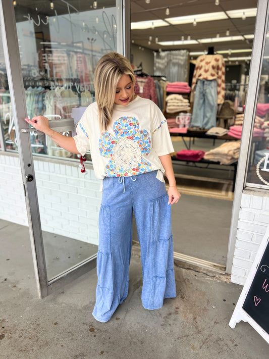 Blue Mineral Wash Pants