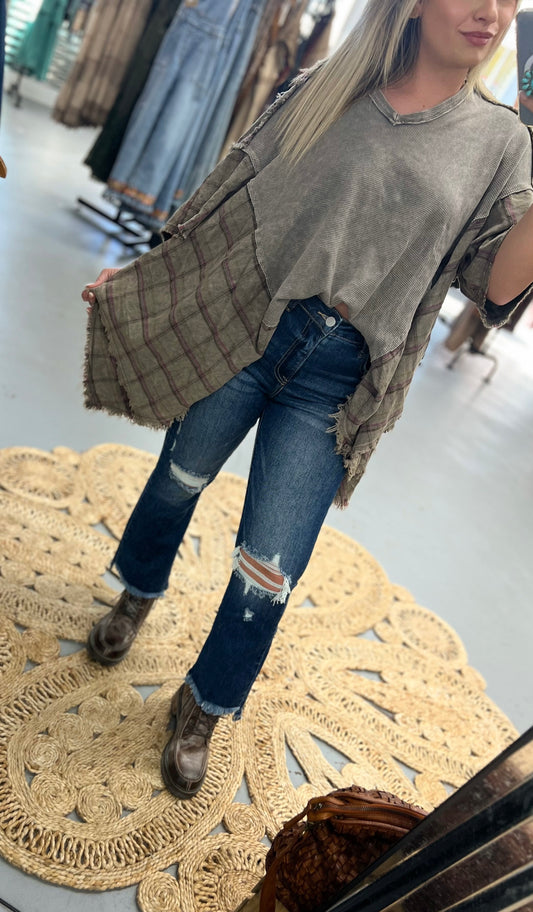 Vintage Olive Plaid Tunic