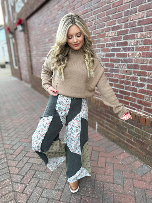 Charcoal Floral Pants