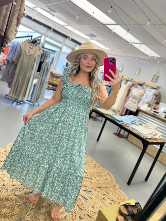 Sage Floral Dress