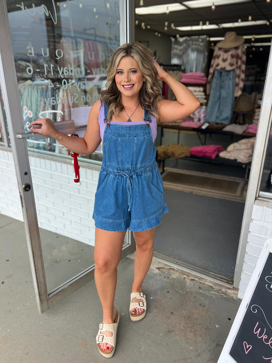 Denim Overall Shorts