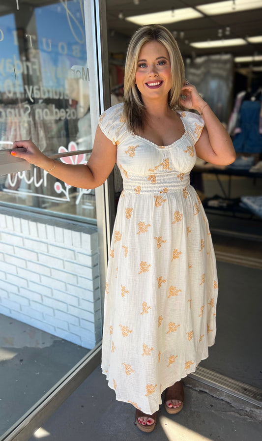 Embroidered Gold Dress