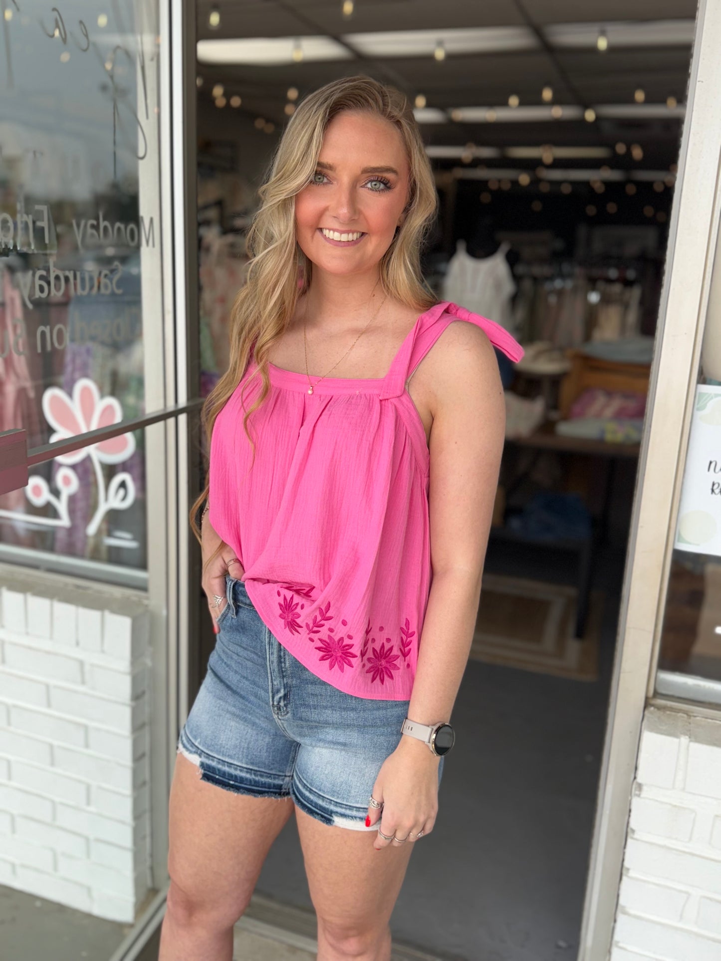 Hot Pink Flower Tank
