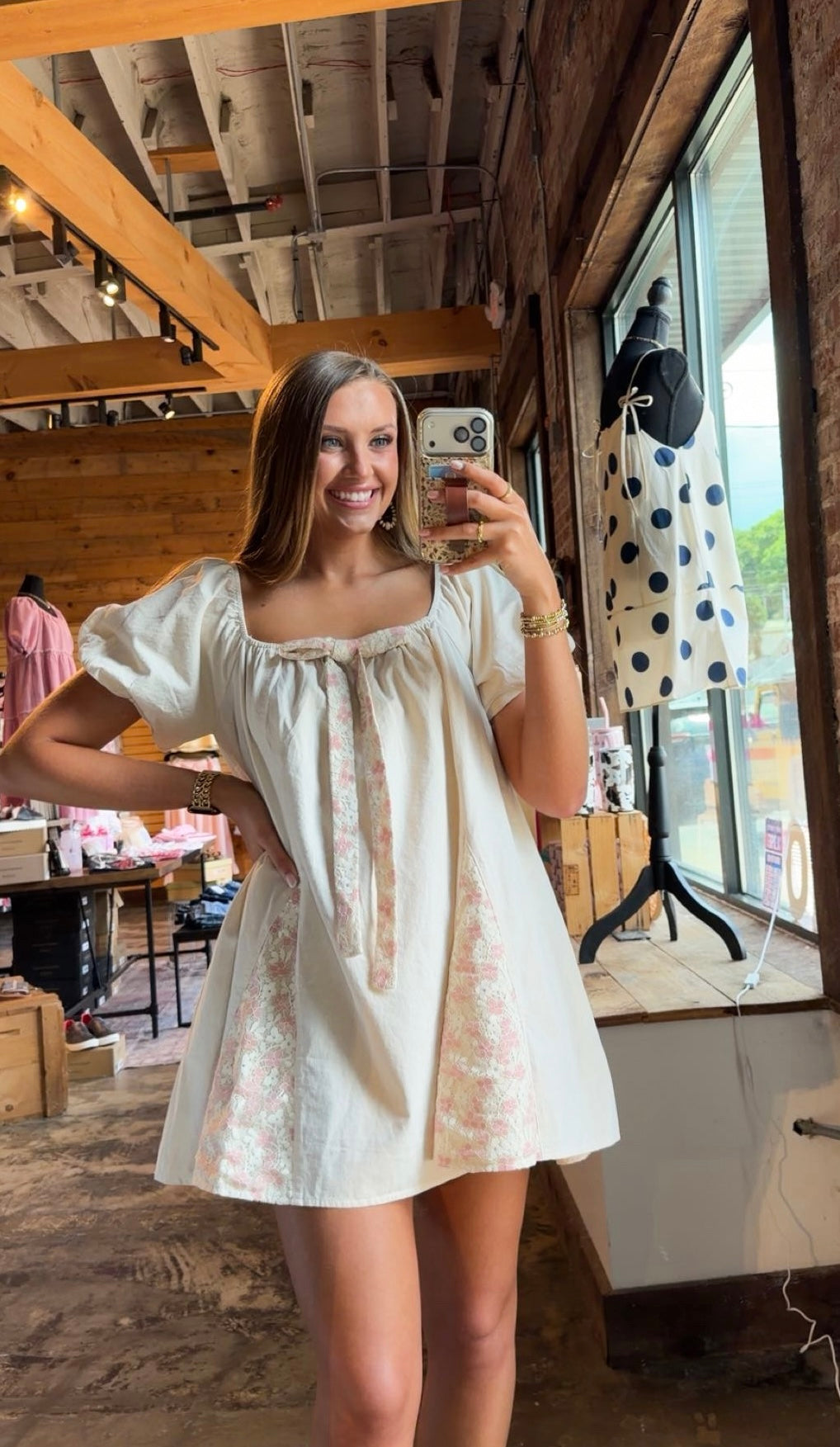 Cream Lace Bow Dress