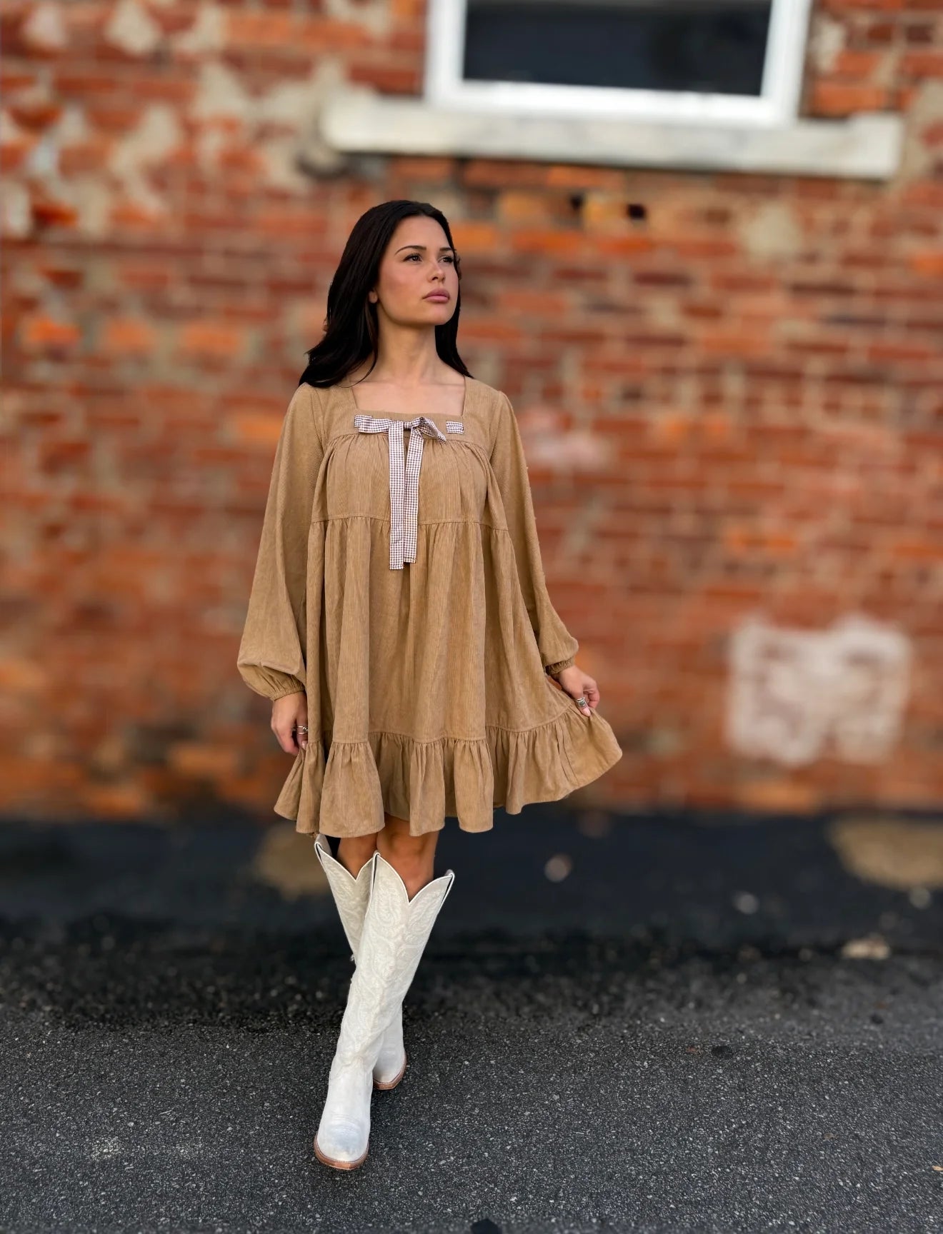 Bow Corduroy Dress