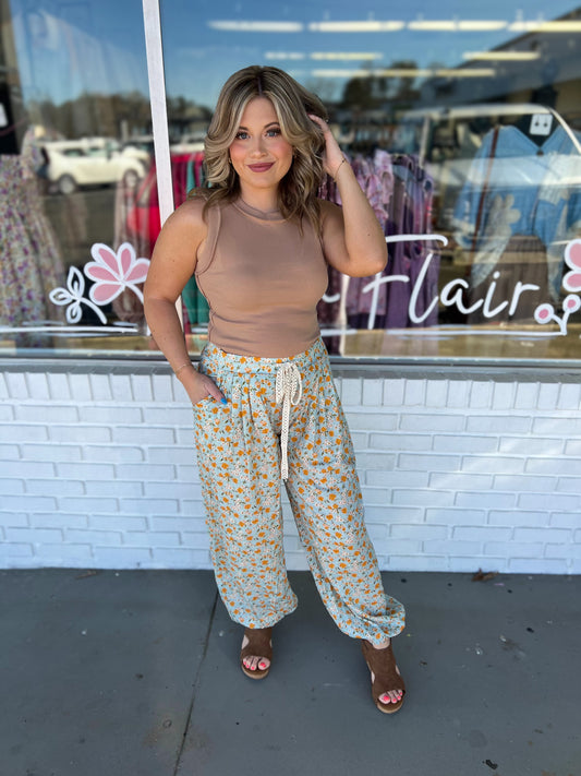 Aqua Floral Pant