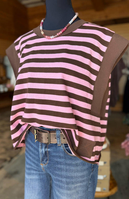 Pink & Brown Oversized Top