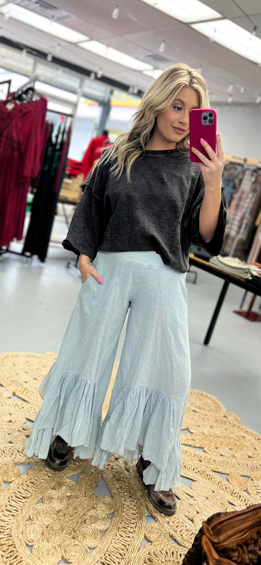LT Blue Ruffle Pants
