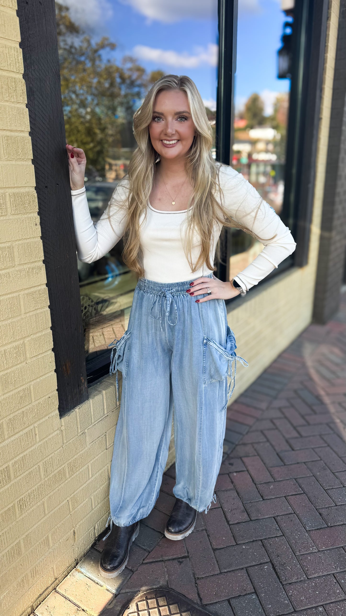 Denim Tie Pants