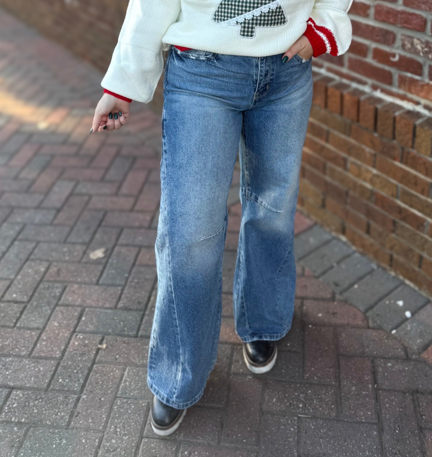 HR Seam Wide Leg Jeans