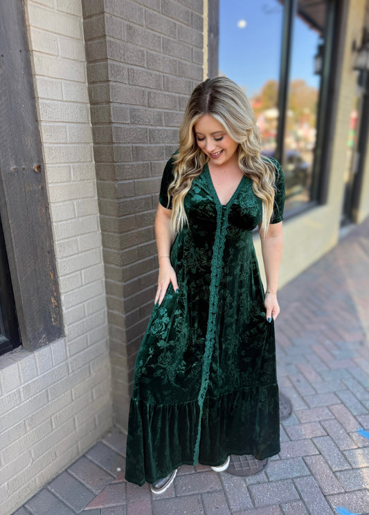 Dark Green Velvet Dress
