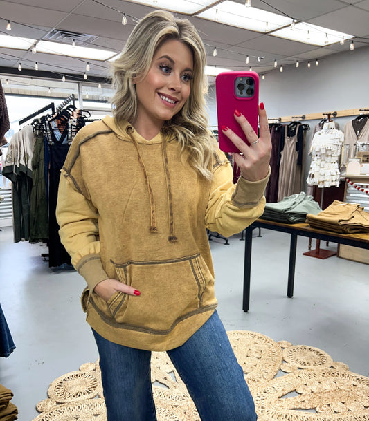 Taupe/Mustard Washed Pullover