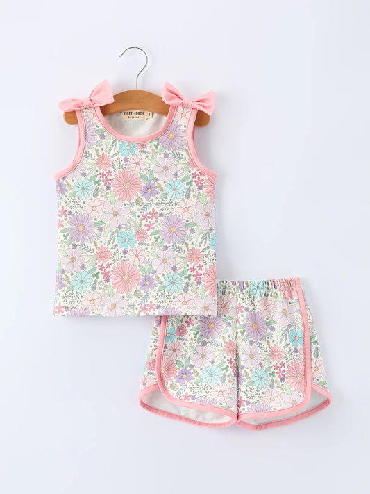 Girls Floral Shorts Set