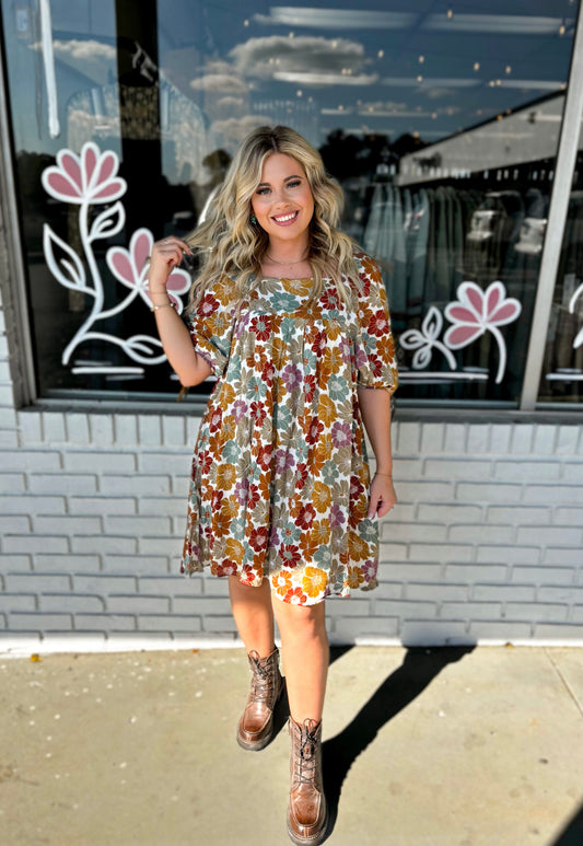 Adt Mustard Flower Dress