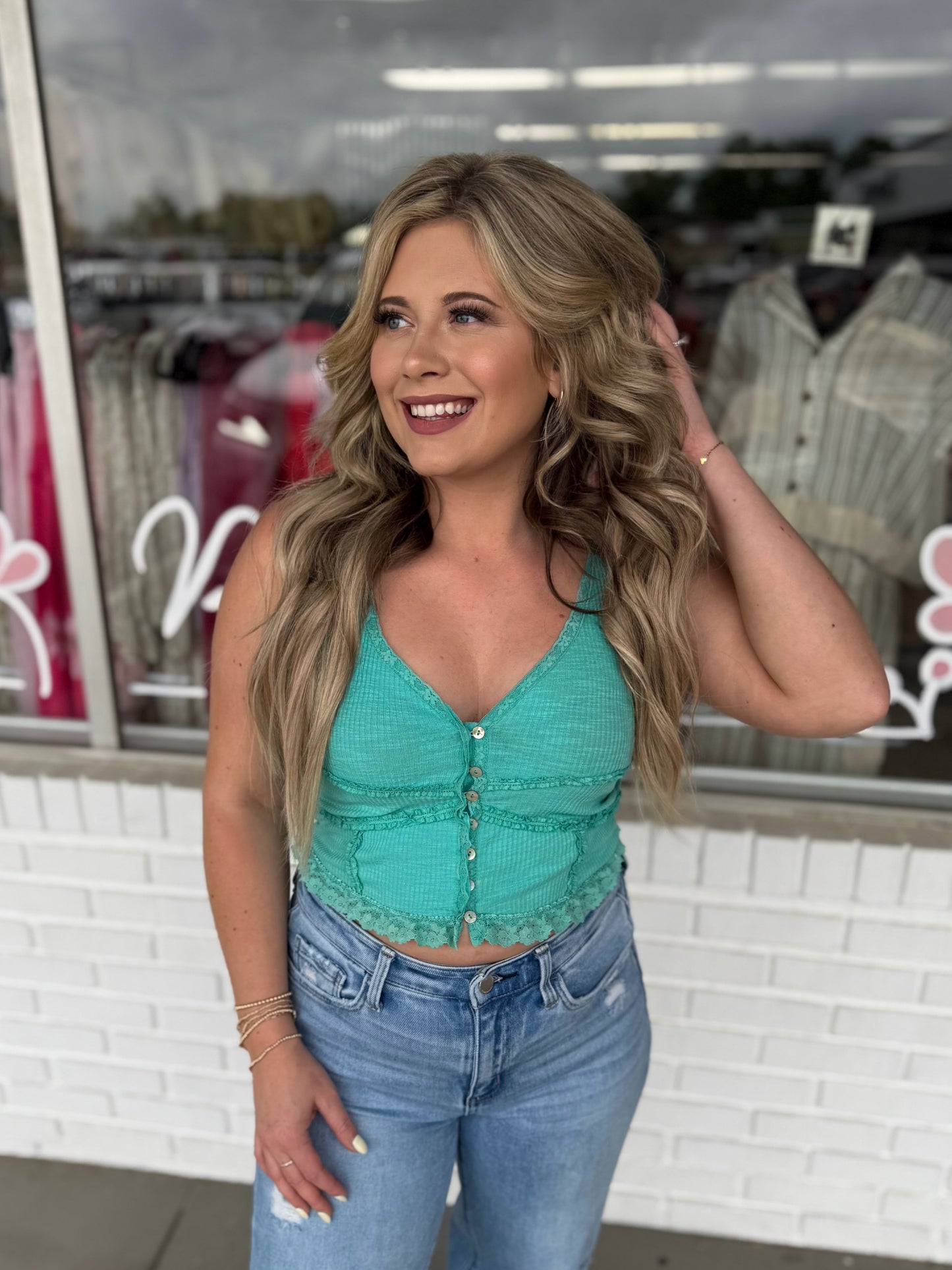 Aqua Ruffle Top