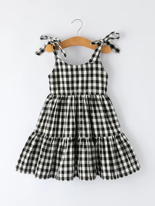 Girls Plaid Ruffle Dress