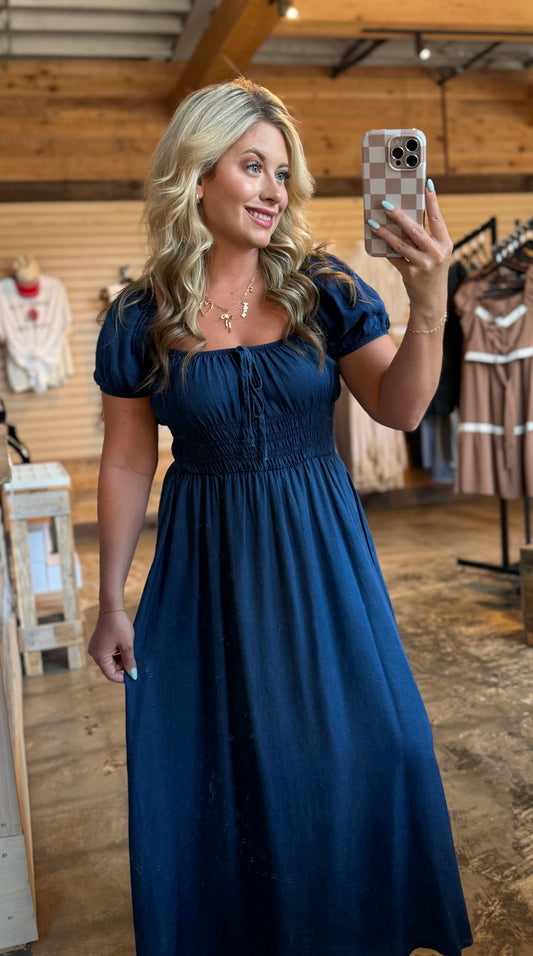 Denim Smocked Dress
