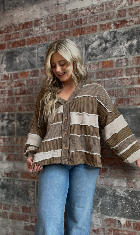 Brown Combo Cardigan
