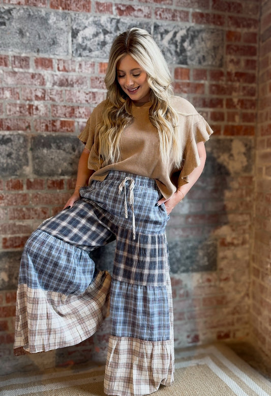 Relaxed Patchwork Flannel Pants