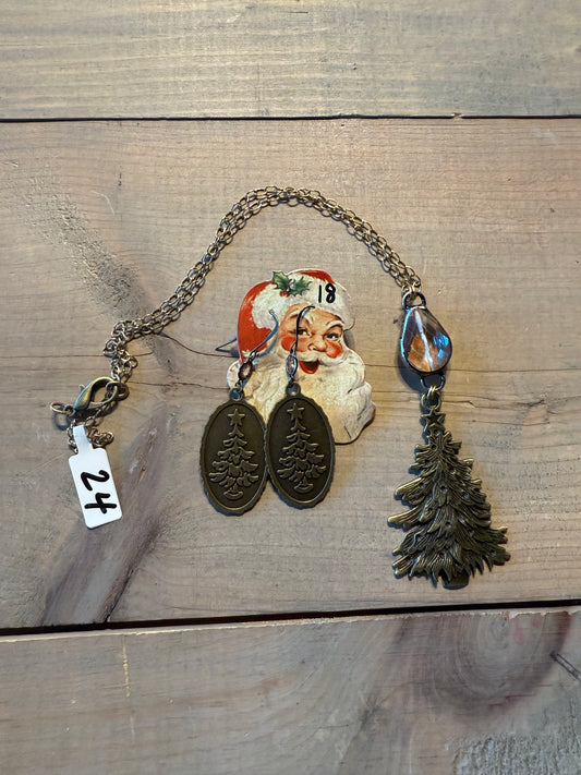 Christmas Tree Earrings & Necklace
