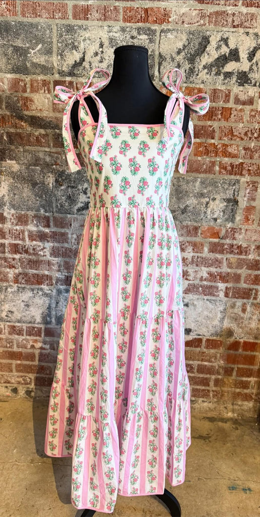 Pink Floral Tie Dress